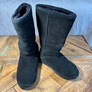ALDO Black Suede Tall Winter Boots Women's Size 38 (7.5-8) Warm Cozy‎ Fur Lined